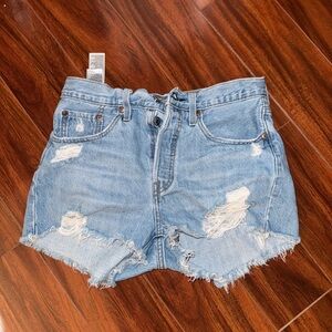 Levi's Blue Distressed Jean Shorts